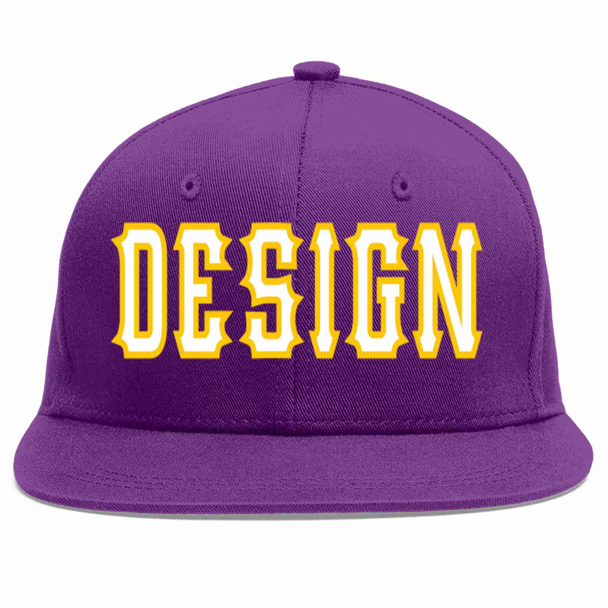 Conception personnalisée de casquette de baseball de sport à avant-toit plat violet blanc-or pour hommes/femmes/jeunes