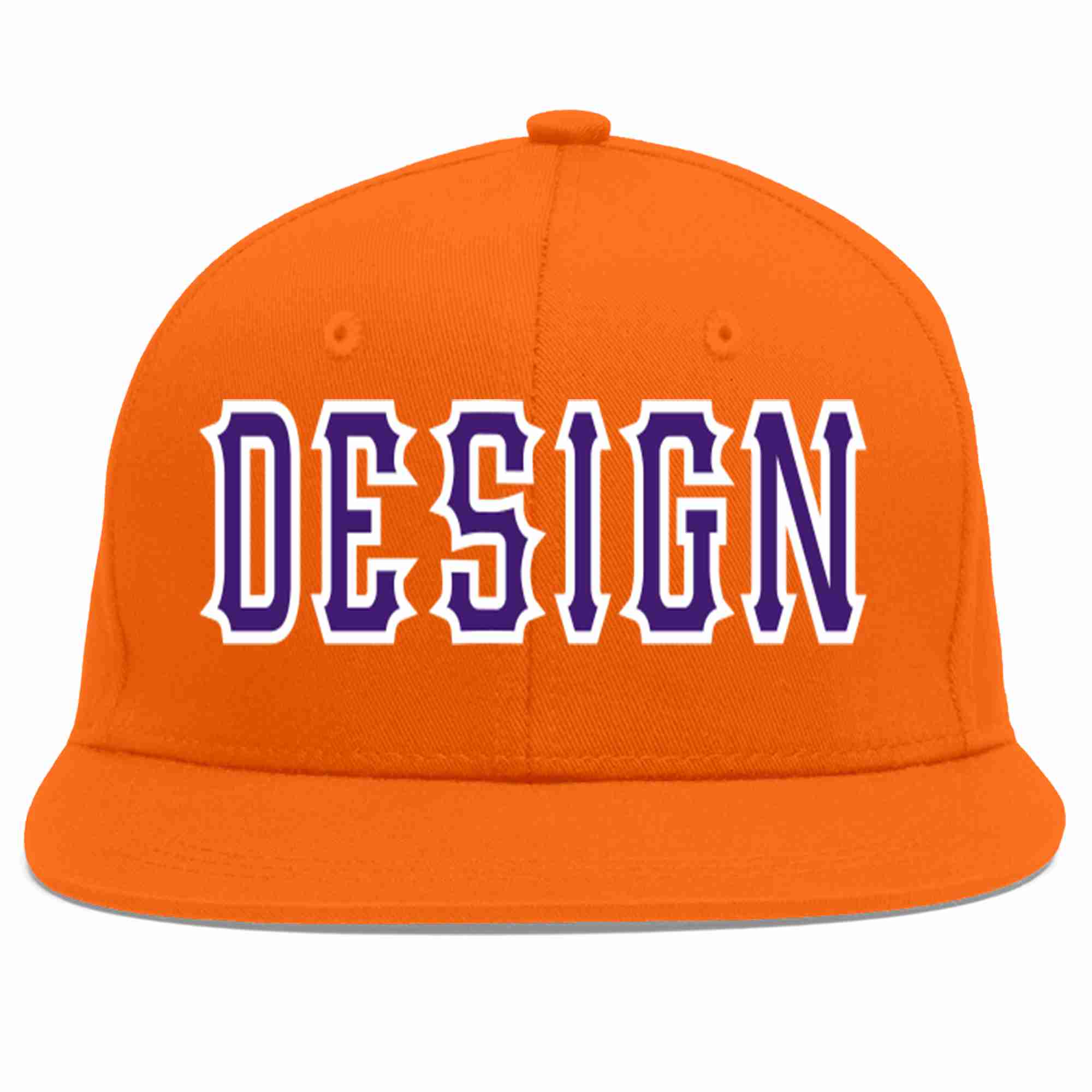 Custom Orange purple-White Flat Eaves Sport Baseball Cap Design for Men/Women/Youth