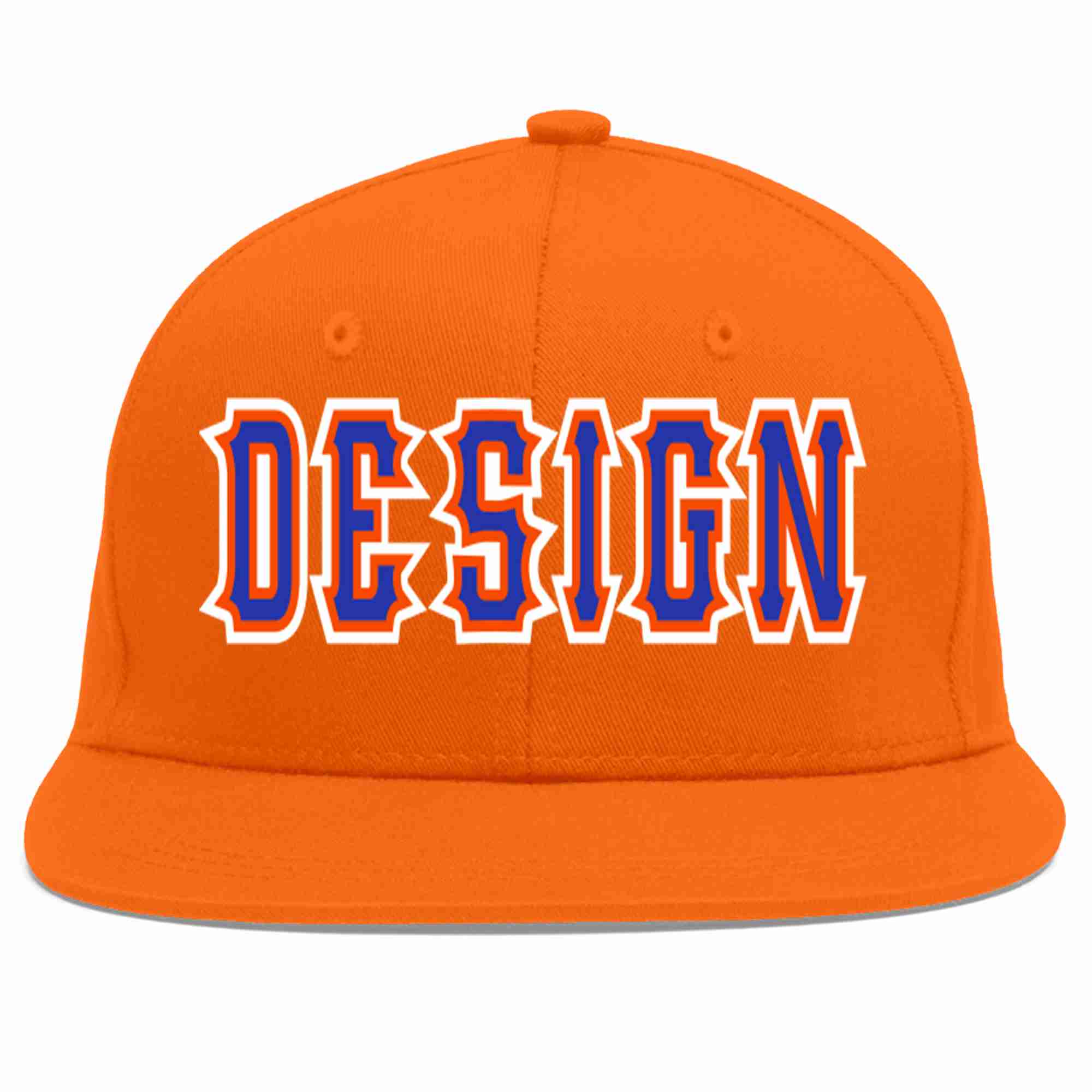 Custom Orange Royal-Orange Flat Eaves Sport Baseball Cap Design for Men/Women/Youth