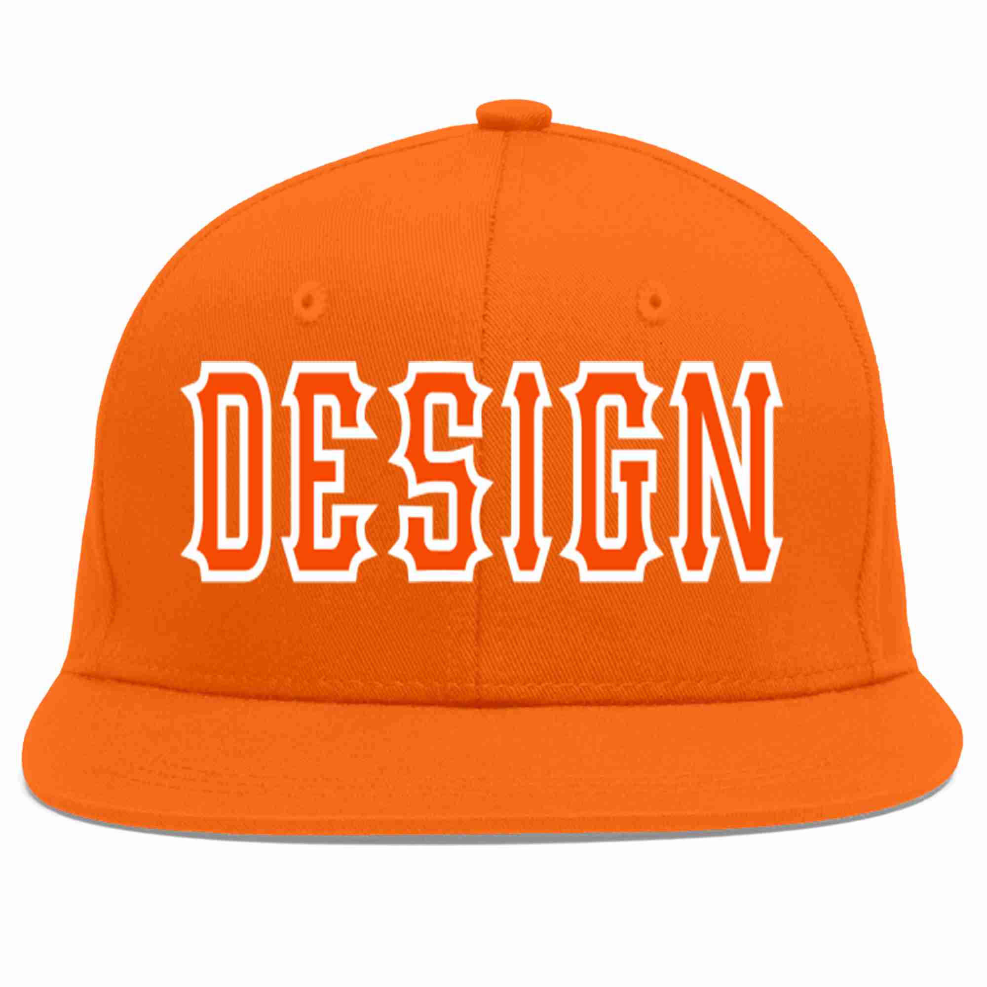 Conception personnalisée de casquette de baseball de sport à avant-toit plat orange orange-blanc pour hommes/femmes/jeunes