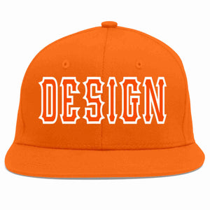 Custom Orange Orange-White Flat Eaves Sport Baseball Cap Design for Men/Women/Youth