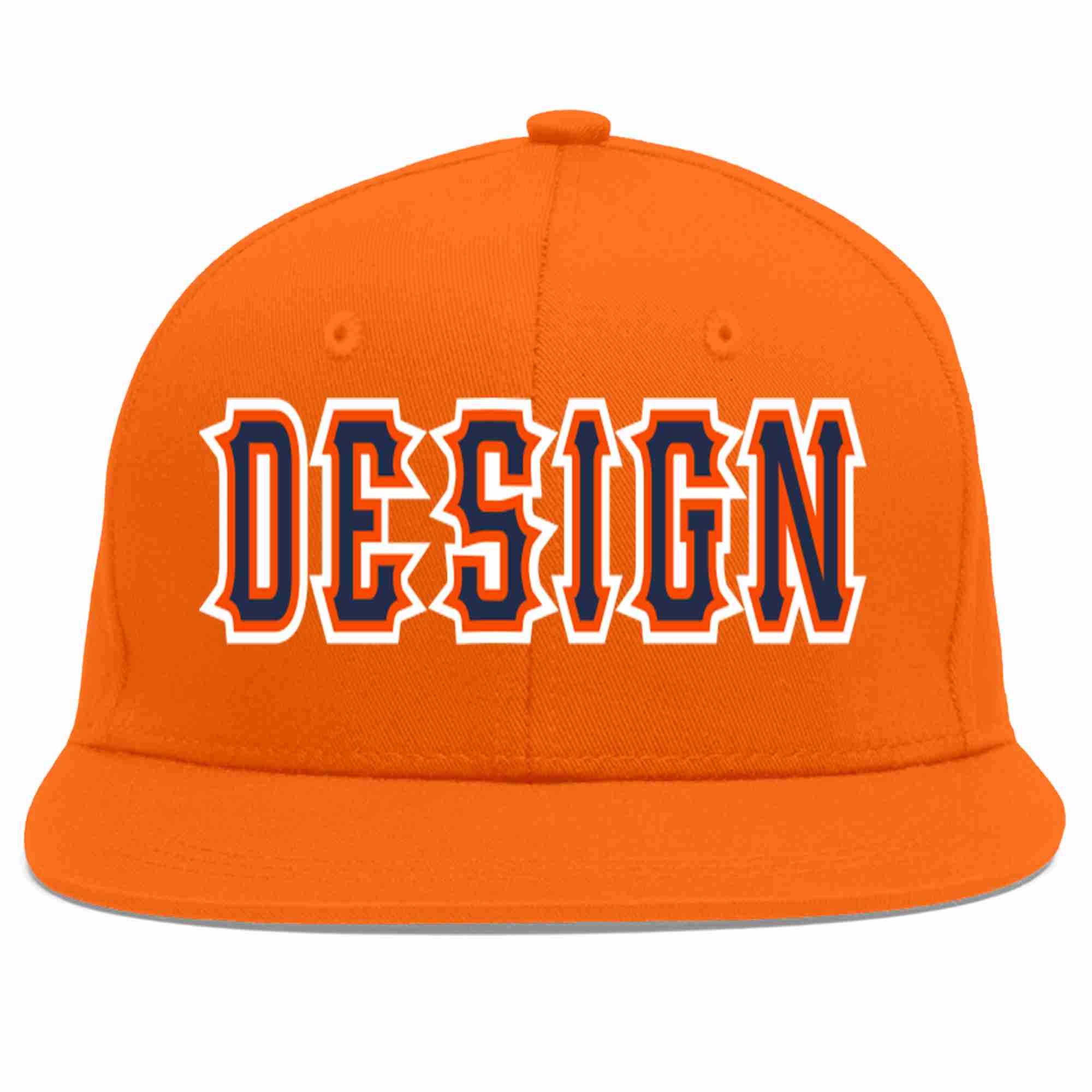 Conception personnalisée de casquette de baseball de sport à avant-toit plat orange marine-orange pour hommes/femmes/jeunes