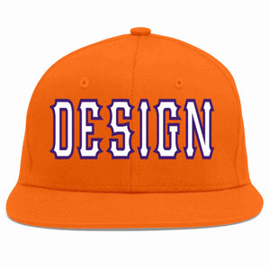 Custom Orange White-purple Flat Eaves Sport Baseball Cap Design for Men/Women/Youth