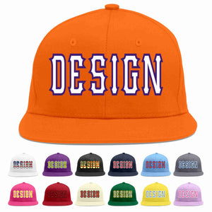 Custom Orange White-purple Flat Eaves Sport Baseball Cap Design for Men/Women/Youth