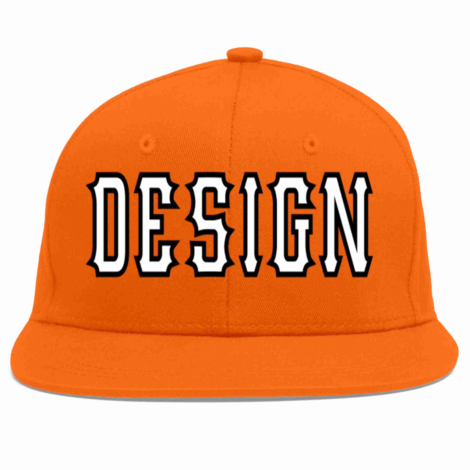 Conception personnalisée de casquette de baseball de sport à avant-toit plat orange blanc-noir pour hommes/femmes/jeunes