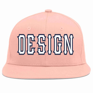 Conception personnalisée de casquette de baseball de sport à Eaves plates rose blanc-marine pour hommes/femmes/jeunes