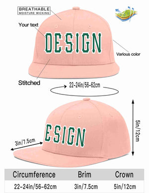 Custom Pink Kelly Green-White Flat Eaves Sport Baseball Cap Design for Men/Women/Youth