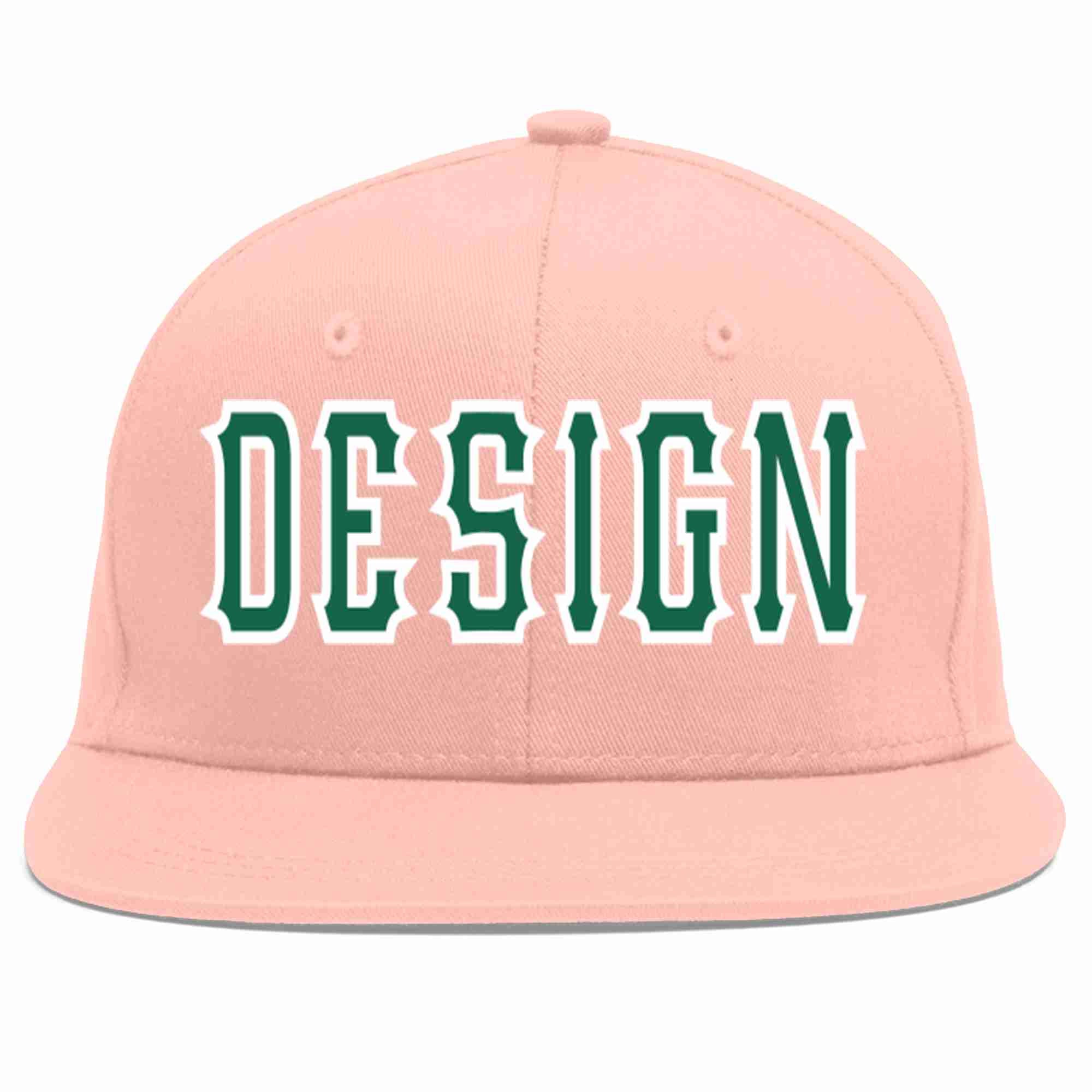 Custom Pink Kelly Green-White Flat Eaves Sport Baseball Cap Design for Men/Women/Youth