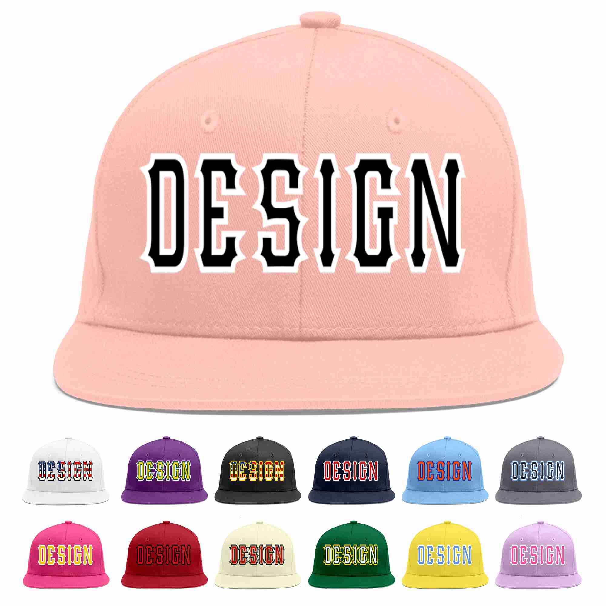 Custom Pink Black-White Flat Eaves Sport Baseball Cap Design for Men/Women/Youth