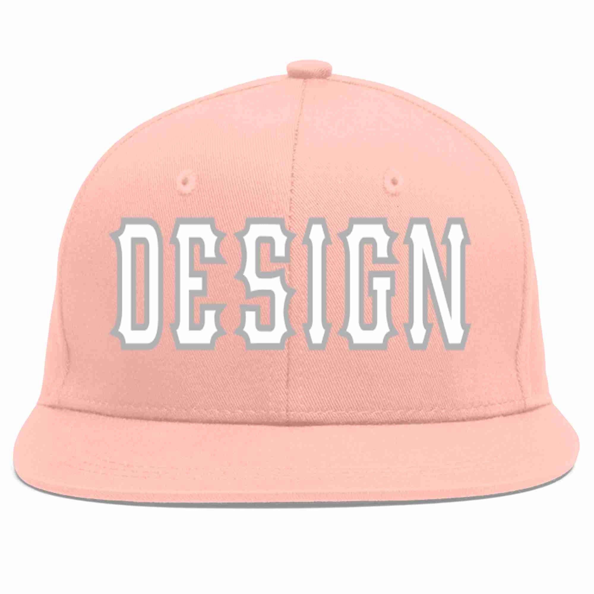 Custom Pink White-Gray Flat Eaves Sport Baseball Cap Design for Men/Women/Youth