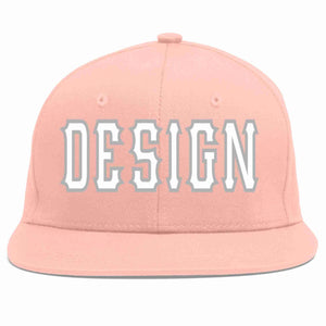 Conception personnalisée de casquette de baseball de sport à Eaves plates rose blanc-gris pour hommes/femmes/jeunes