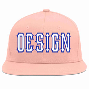 Custom Pink White-Royal Flat Eaves Sport Baseball Cap Design for Men/Women/Youth