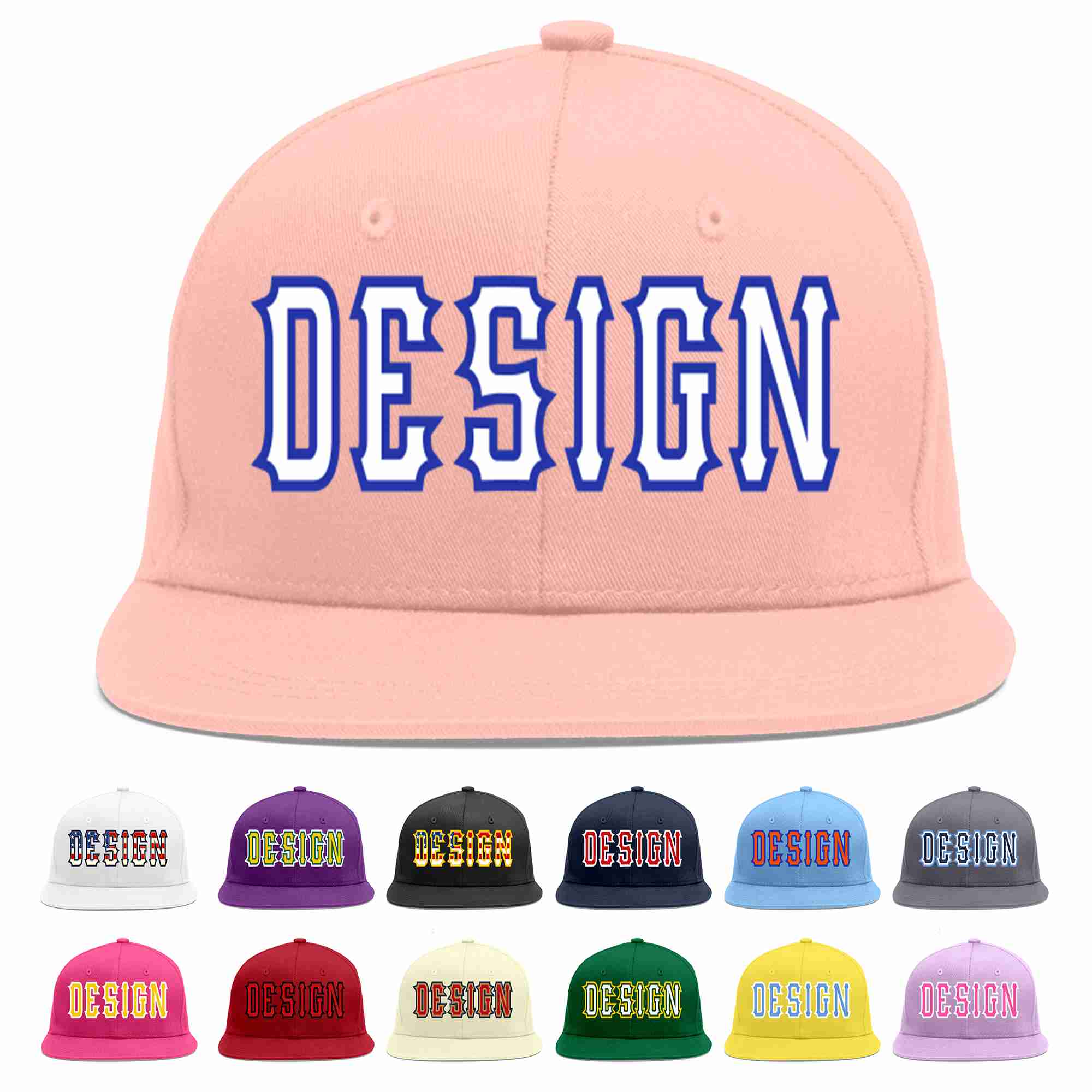 Custom Pink White-Royal Flat Eaves Sport Baseball Cap Design for Men/Women/Youth