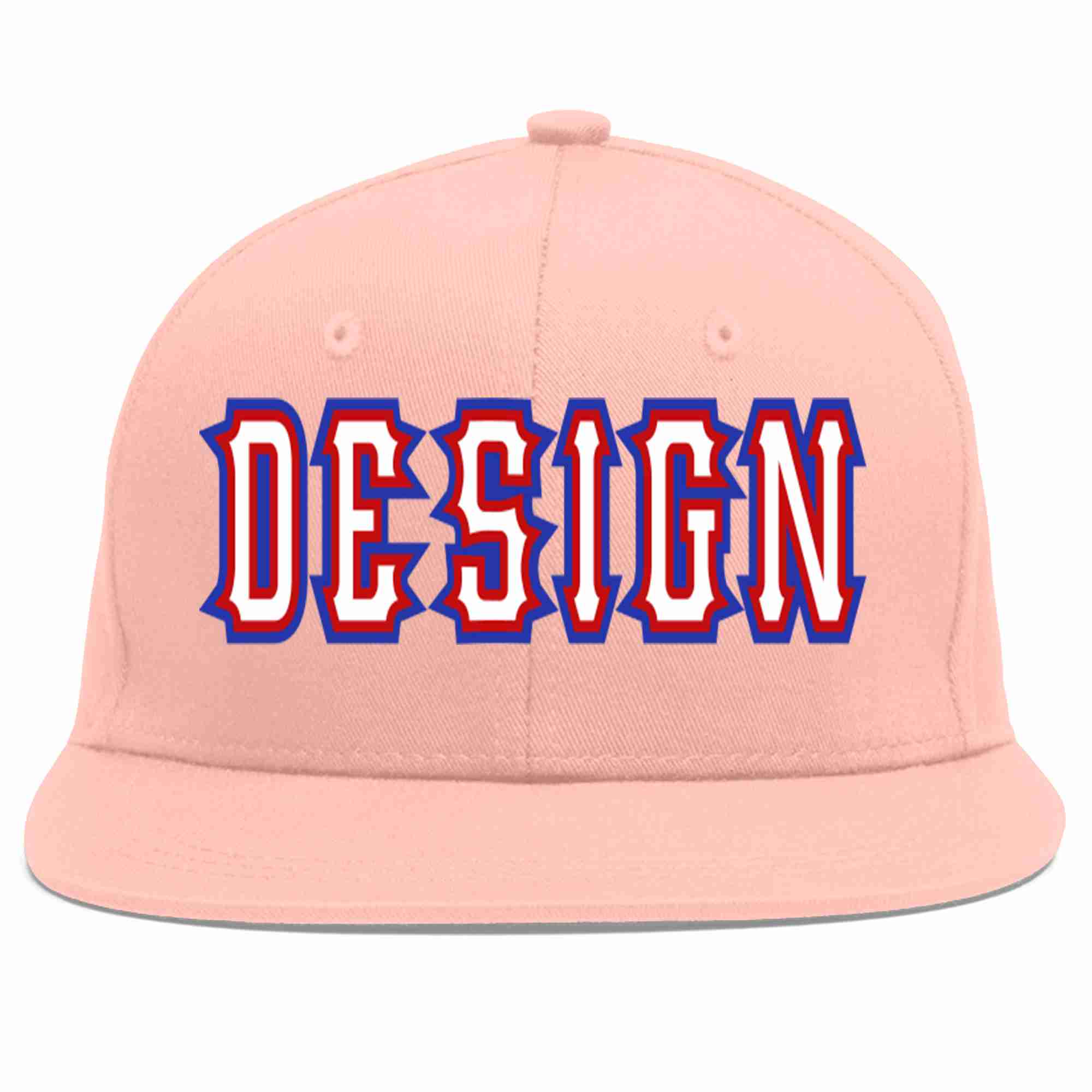 Custom Pink White-Red Flat Eaves Sport Baseball Cap Design for Men/Women/Youth