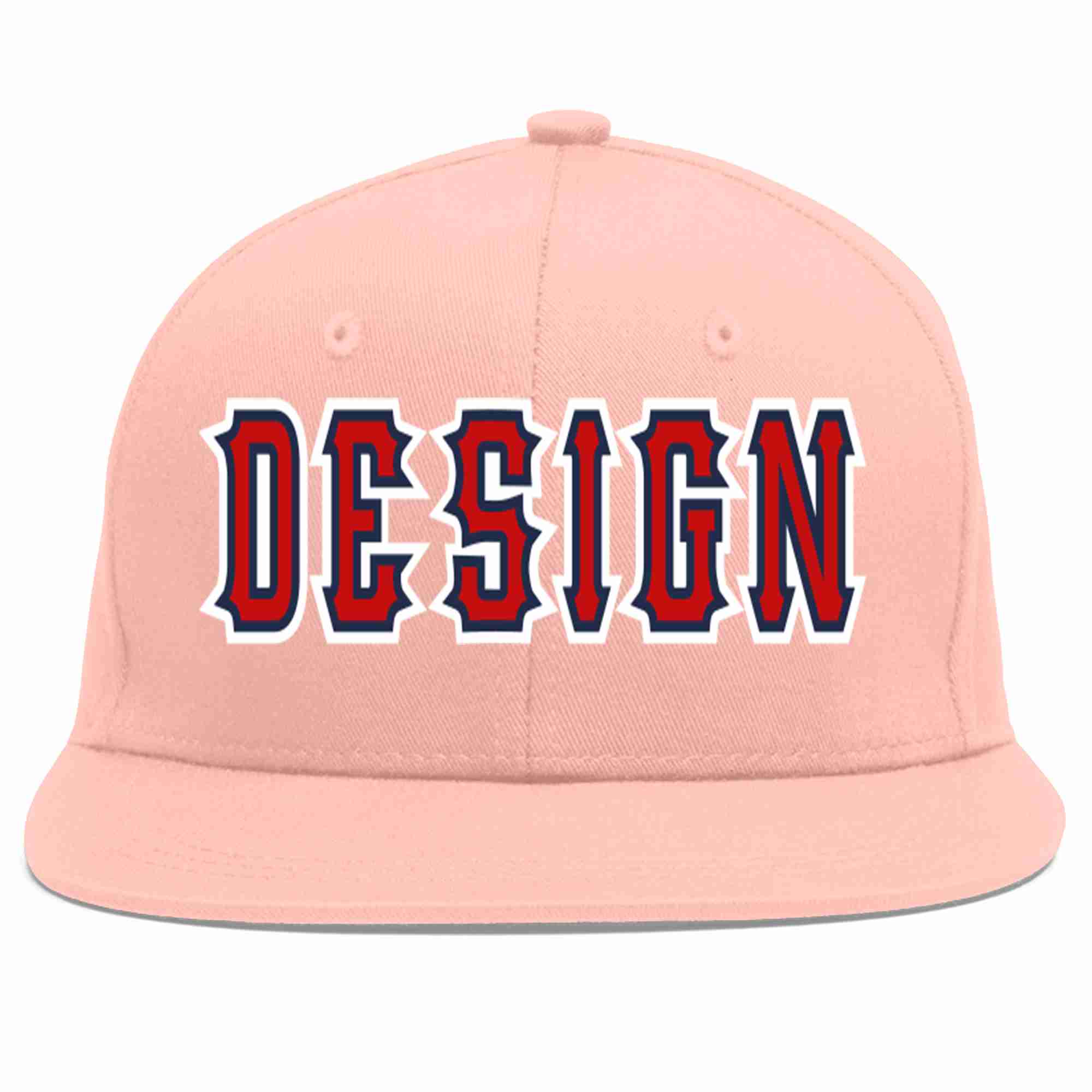 Custom Pink Red-Navy Flat Eaves Sport Baseball Cap Design for Men/Women/Youth