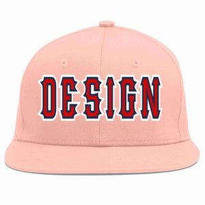 Conception personnalisée de casquette de baseball de sport à avant-toit plat rose rouge-marine pour hommes/femmes/jeunes