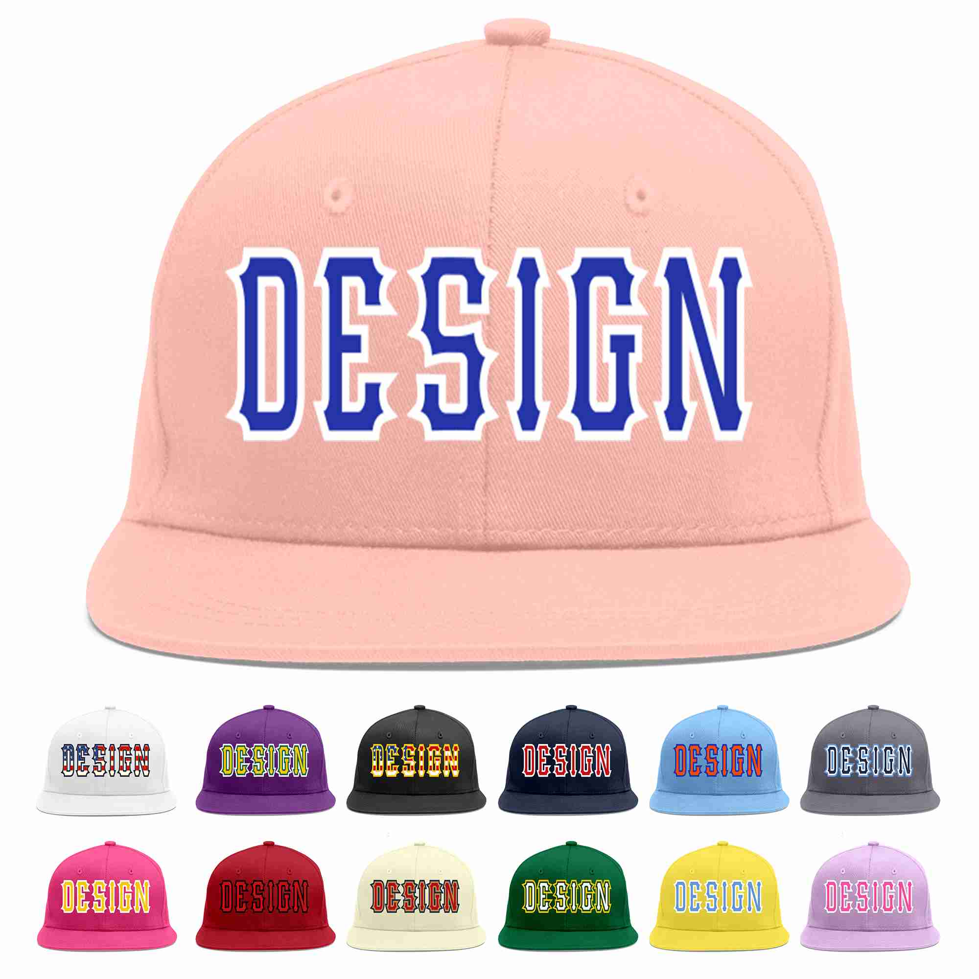 Custom Pink Royal-White Flat Eaves Sport Baseball Cap Design for Men/Women/Youth