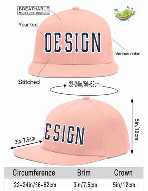 Custom Pink Navy-White Flat Eaves Sport Baseball Cap Design for Men/Women/Youth