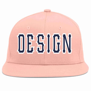 Custom Pink Navy-White Flat Eaves Sport Baseball Cap Design for Men/Women/Youth