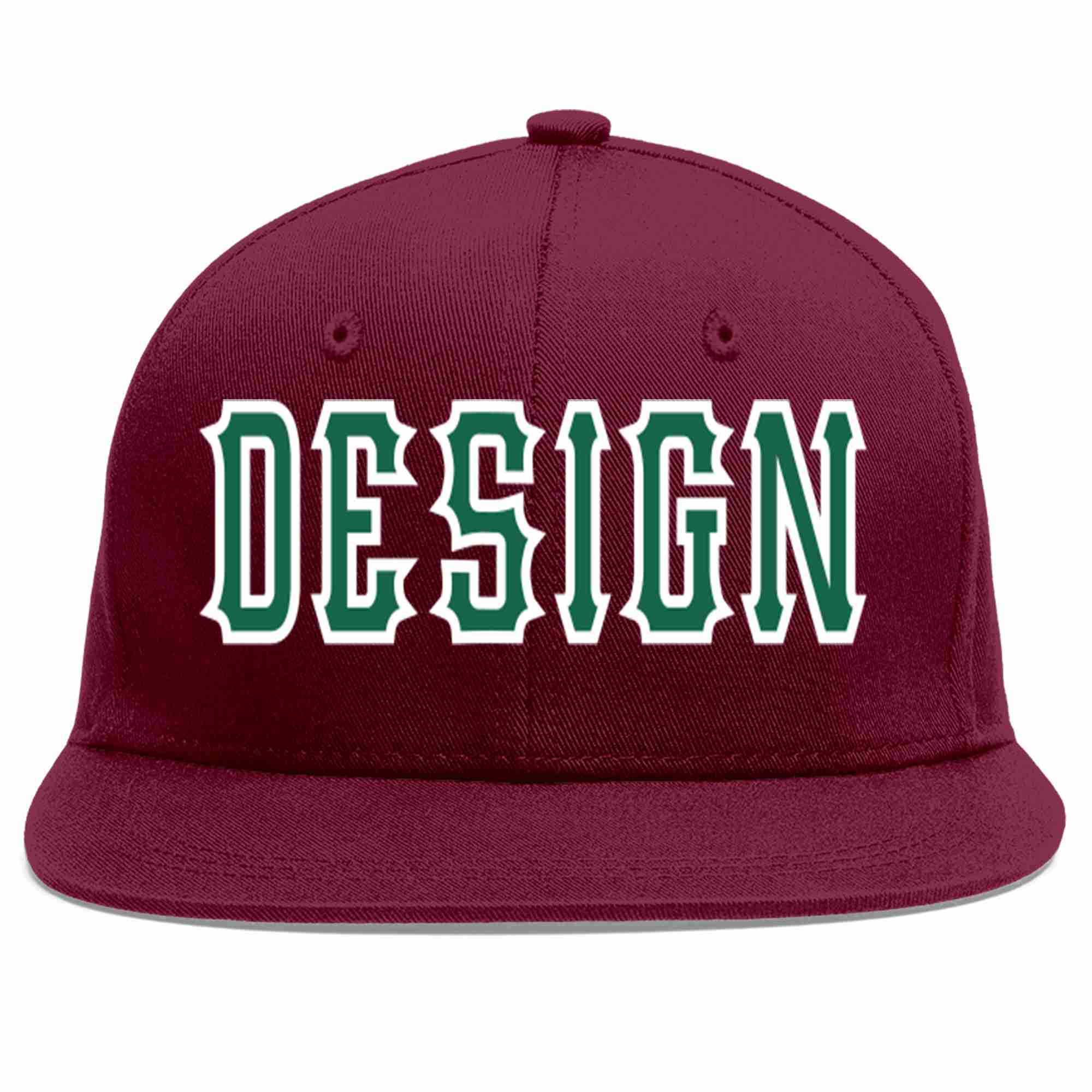 Casquette de baseball personnalisée Crimson Kelly vert-blanc avec avant-toit plat pour hommes/femmes/jeunes