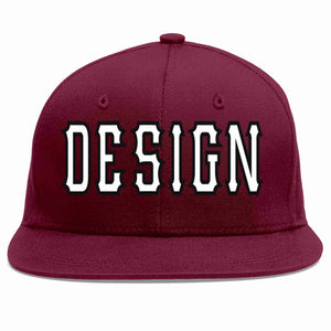 Custom Crimson White-Black Flat Eaves Sport Baseball Cap Design for Men/Women/Youth