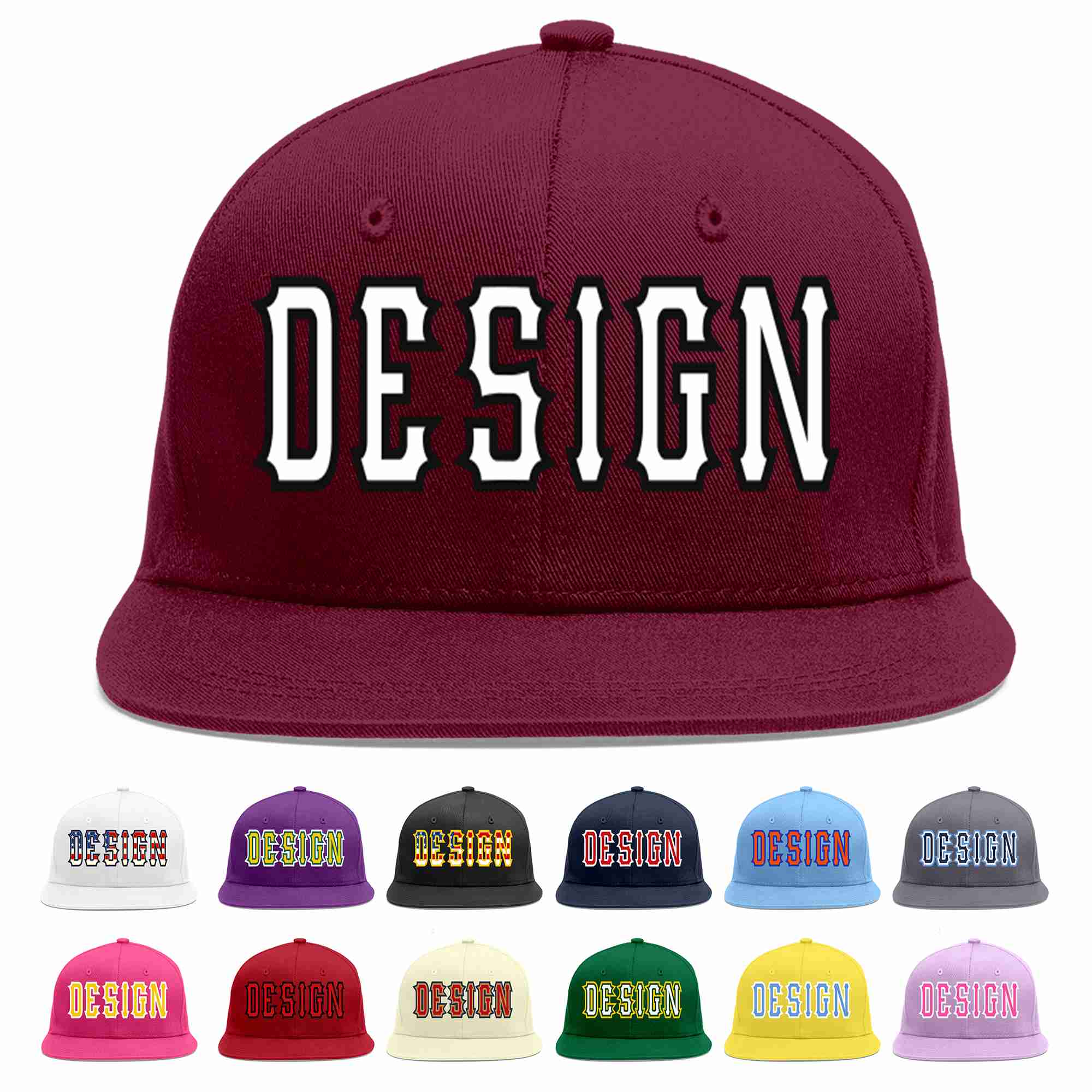 Custom Crimson White-Black Flat Eaves Sport Baseball Cap Design for Men/Women/Youth