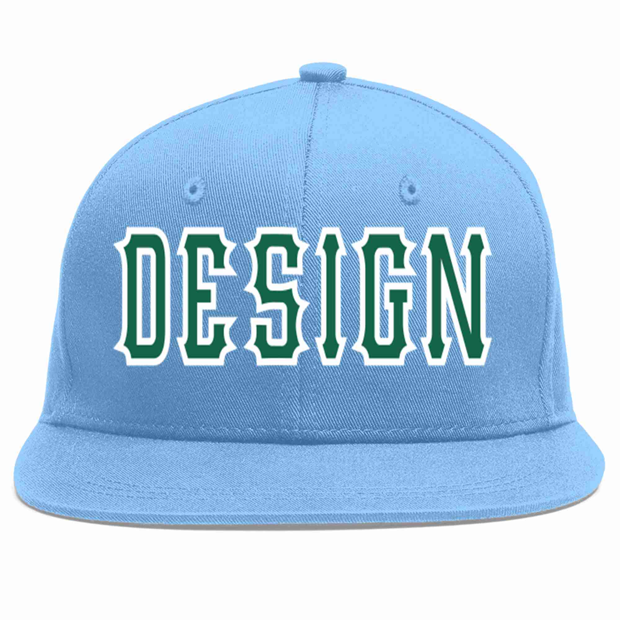 Casquette de baseball de sport à Eaves plates, personnalisée, bleu clair, vert-blanc, pour hommes/femmes/jeunes