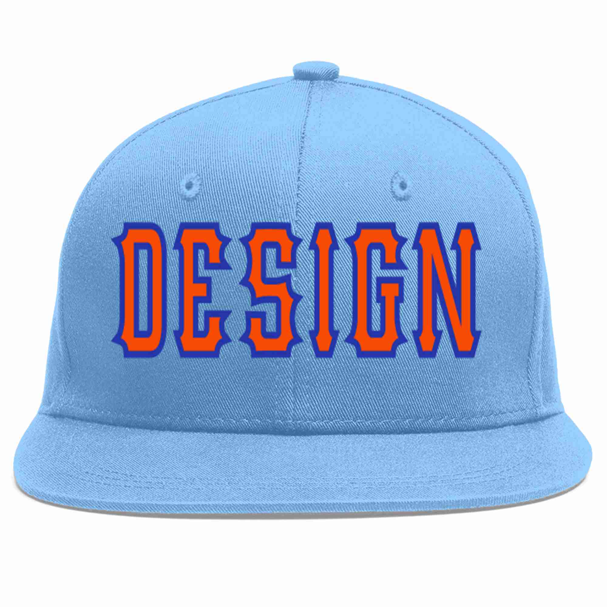 Casquette de baseball de sport personnalisée bleu clair orange-royal, conception pour hommes/femmes/jeunes