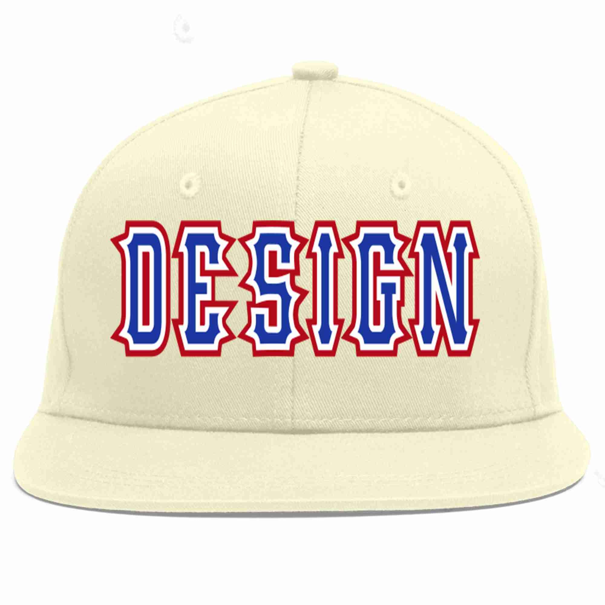 Conception personnalisée de casquette de baseball de sport à Eaves plates Royal-White crème personnalisée pour hommes/femmes/jeunes