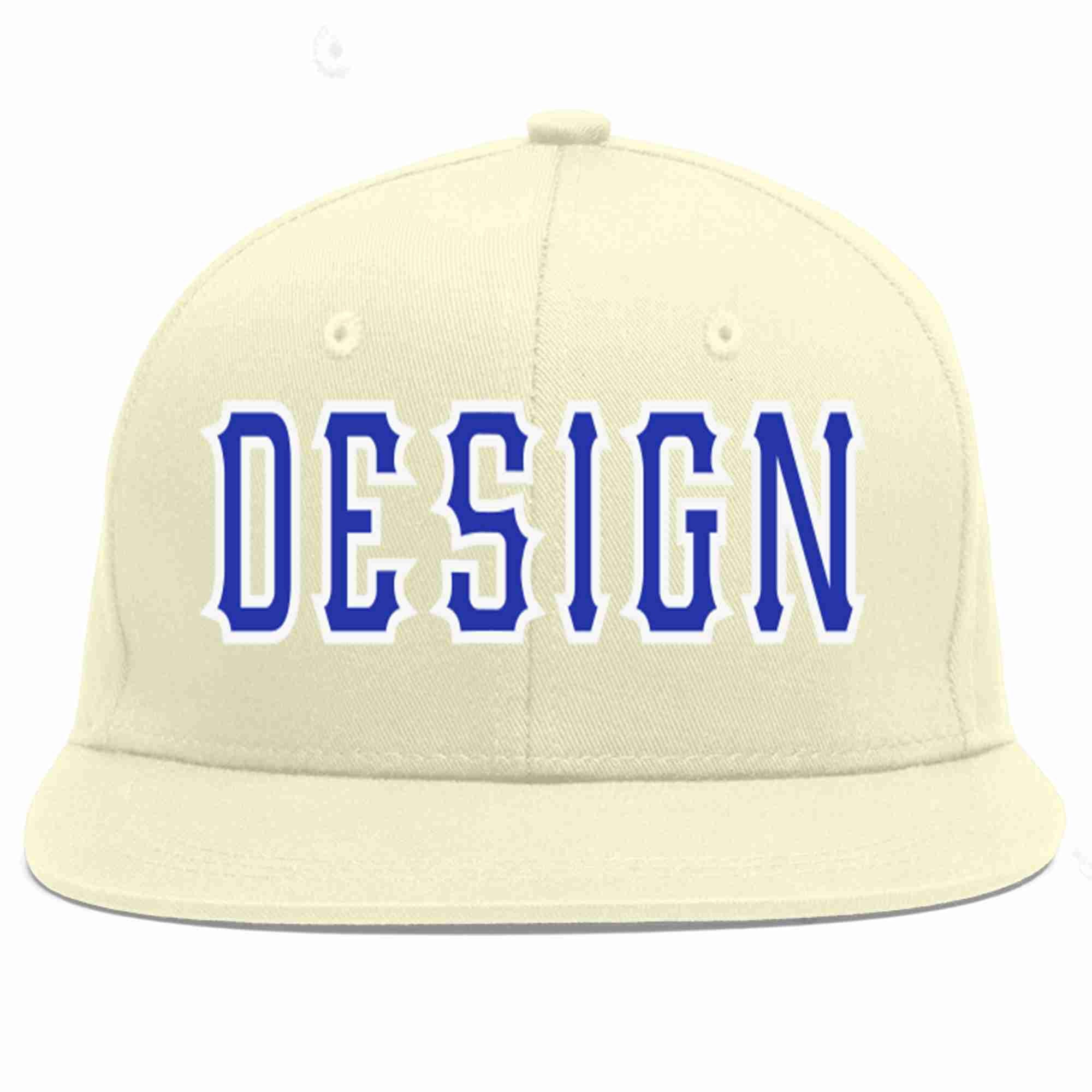 Conception personnalisée de casquette de baseball de sport à Eaves plates Royal-White crème personnalisée pour hommes/femmes/jeunes