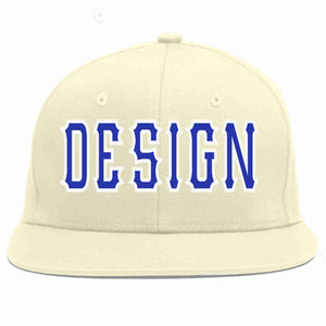 Custom Cream Royal-White Flat Eaves Sport Baseball Cap Design for Men/Women/Youth