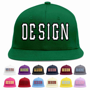 Custom Green White-Black Flat Eaves Sport Baseball Cap Design for Men/Women/Youth