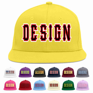 Custom Light Gold Black-Red Flat Eaves Sport Baseball Cap Design for Men/Women/Youth