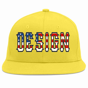 Custom Light Gold Vintage USA Flag-Gold Flat Eaves Sport Baseball Cap Design for Men/Women/Youth