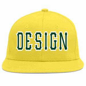 Conception personnalisée de casquette de baseball de sport à avant-toit plat vert-blanc or clair pour hommes/femmes/jeunes