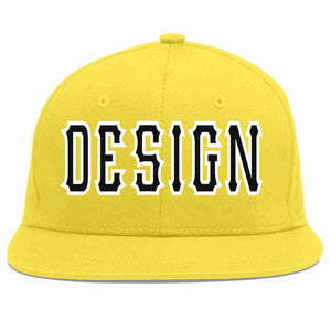 Custom Light Gold Black-White Flat Eaves Sport Baseball Cap Design for Men/Women/Youth