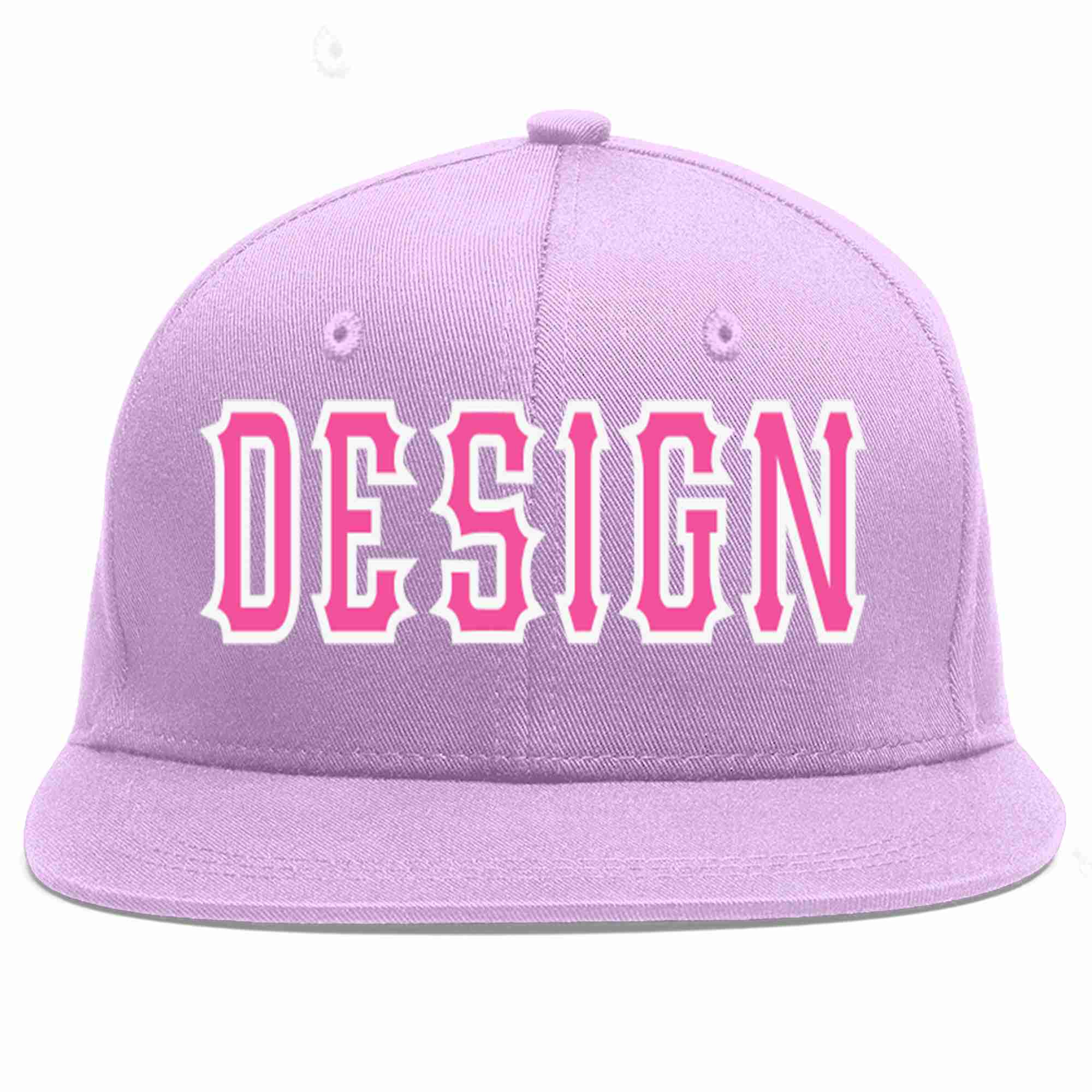 Conception personnalisée de casquette de baseball de sport à avant-toit plat violet clair rose-blanc pour hommes/femmes/jeunes