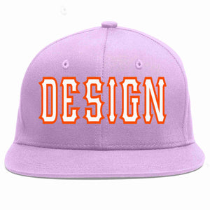 Conception personnalisée de casquette de baseball de sport à avant-toit plat violet clair blanc-orange pour hommes/femmes/jeunes