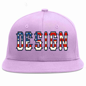 Custom Light Purple Vintage USA Flag-Gold Flat Eaves Sport Baseball Cap Design for Men/Women/Youth