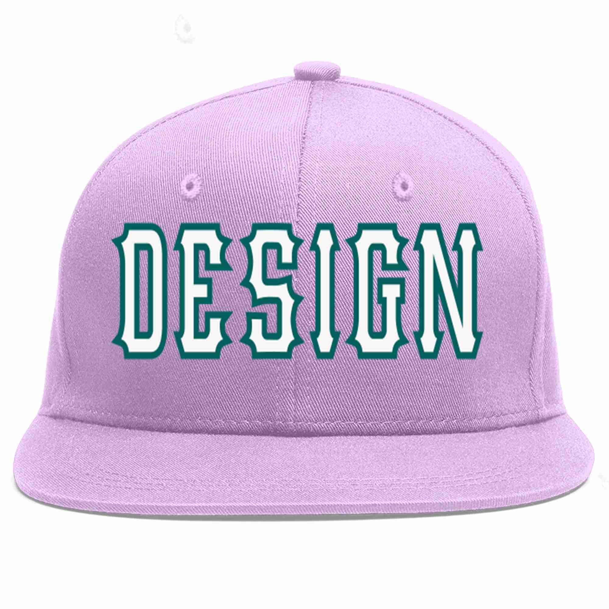 Conception personnalisée de casquette de baseball de sport à avant-toit plat violet clair blanc-aqua pour hommes/femmes/jeunes