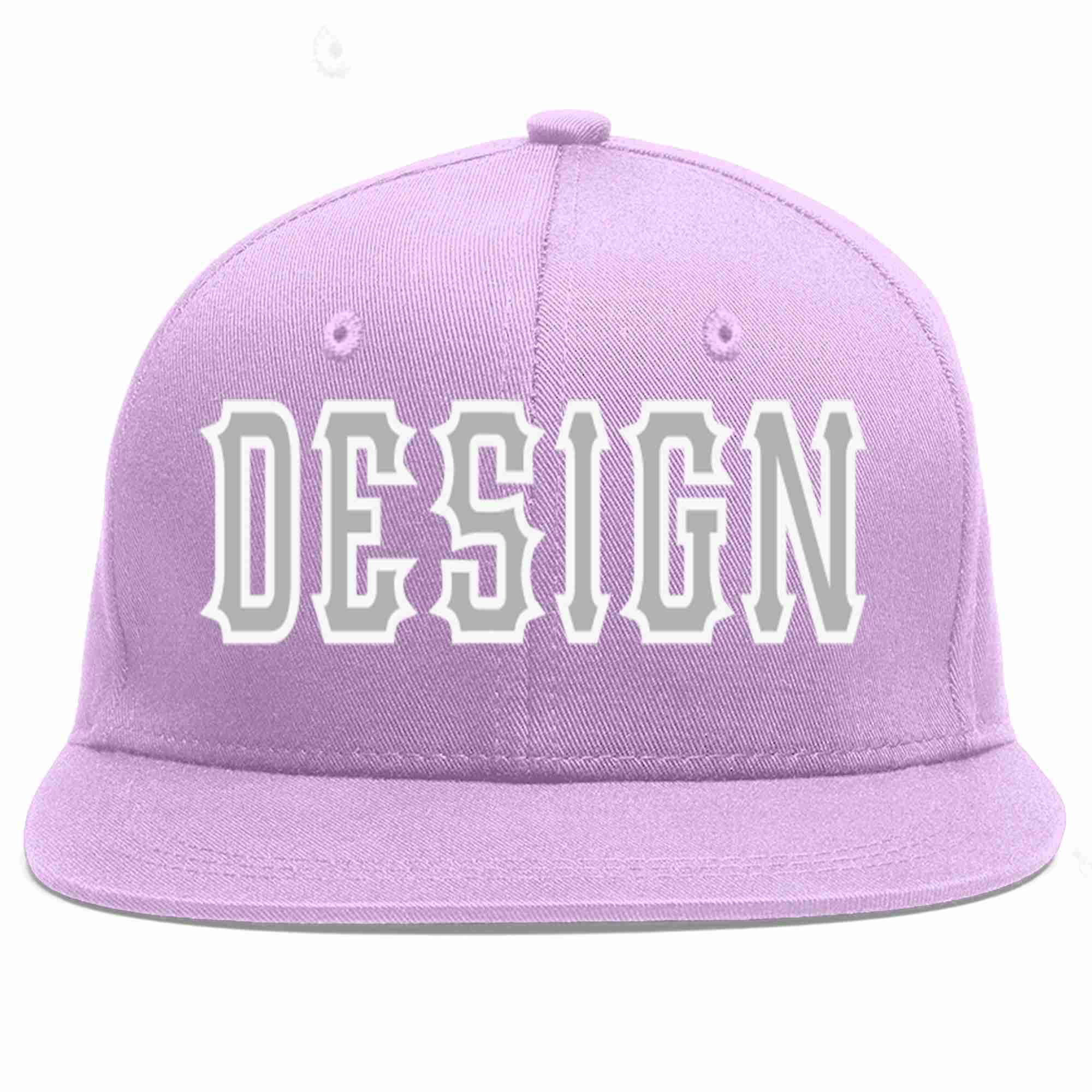 Conception personnalisée de casquette de baseball de sport à avant-toit plat violet clair gris-blanc pour hommes/femmes/jeunes