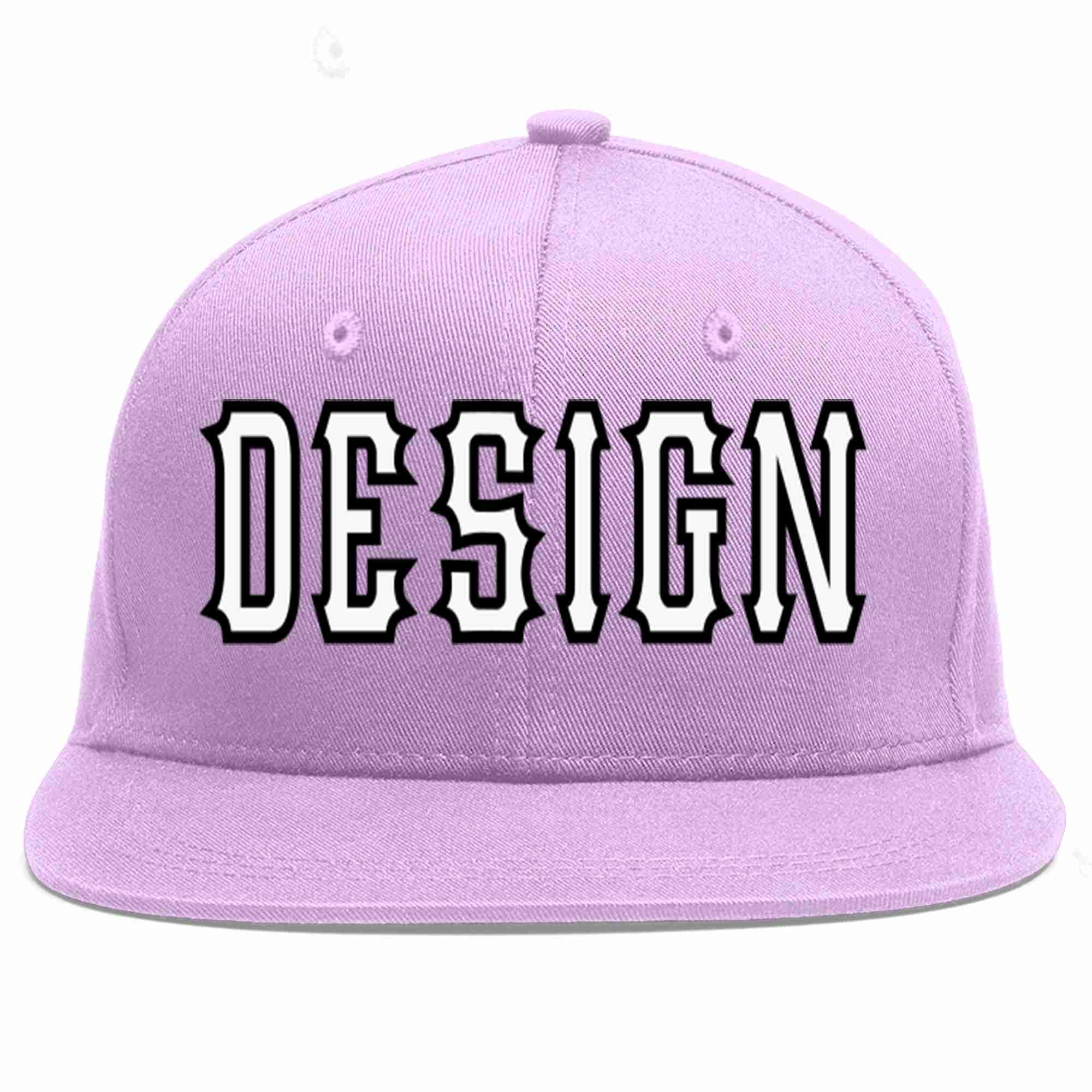 Custom Light Purple White-Black Flat Eaves Sport Baseball Cap Design for Men/Women/Youth