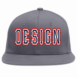 Conception personnalisée de casquette de baseball de sport à avant-toit plat gris foncé marine-blanc pour hommes/femmes/jeunes