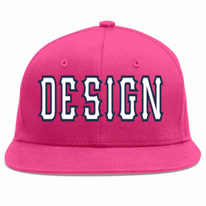 Conception personnalisée de casquette de baseball de sport à avant-toit plat rose rouge blanc-marine pour hommes/femmes/jeunes