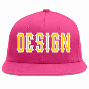 Conception personnalisée de casquette de baseball de sport à avant-toit plat rose rouge or-blanc pour hommes/femmes/jeunes