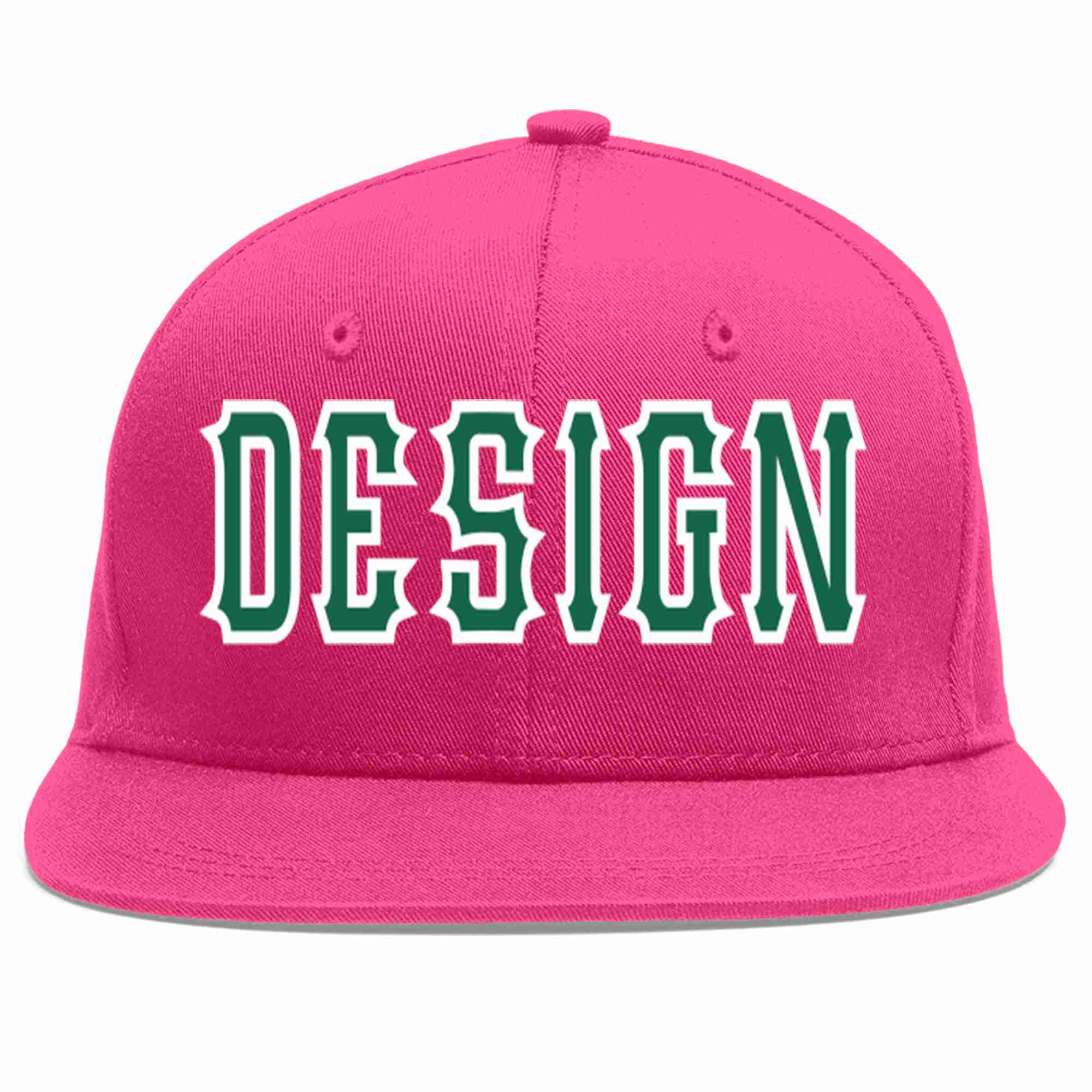 Custom Rose Red Kelly Green-White Flat Eaves Sport Baseball Cap Design for Men/Women/Youth