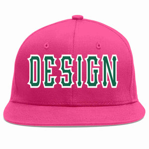 Casquette de baseball personnalisée Rose rouge Kelly vert-blanc, Design plat pour hommes/femmes/jeunes