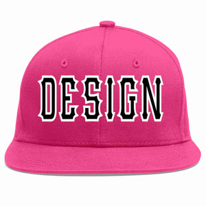 Conception personnalisée de casquette de baseball de sport à avant-toit plat rose rouge noir-blanc pour hommes/femmes/jeunes