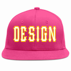 Conception personnalisée de casquette de baseball de sport à avant-toit plat rose rouge blanc-or pour hommes/femmes/jeunes