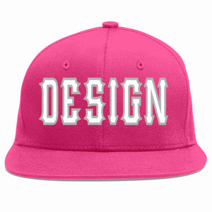 Conception personnalisée de casquette de baseball de sport à avant-toit plat rose rouge blanc-gris pour hommes/femmes/jeunes